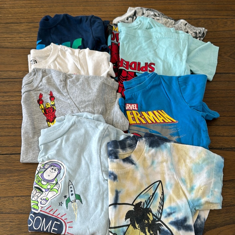 8 Gently Used 4T Spider-Man, Marvel, and Disney T Shirts